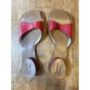 Roberto Rinaldi Woman's Mule Slip On Leather Sandle Shoes size 37/7 Italy